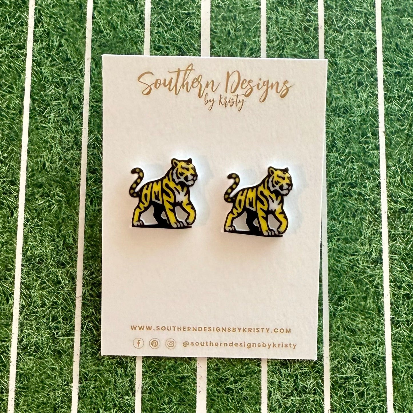 HMS Tiger Stud Earrings – Hernando Middle School Spirit 🐯💛🖤