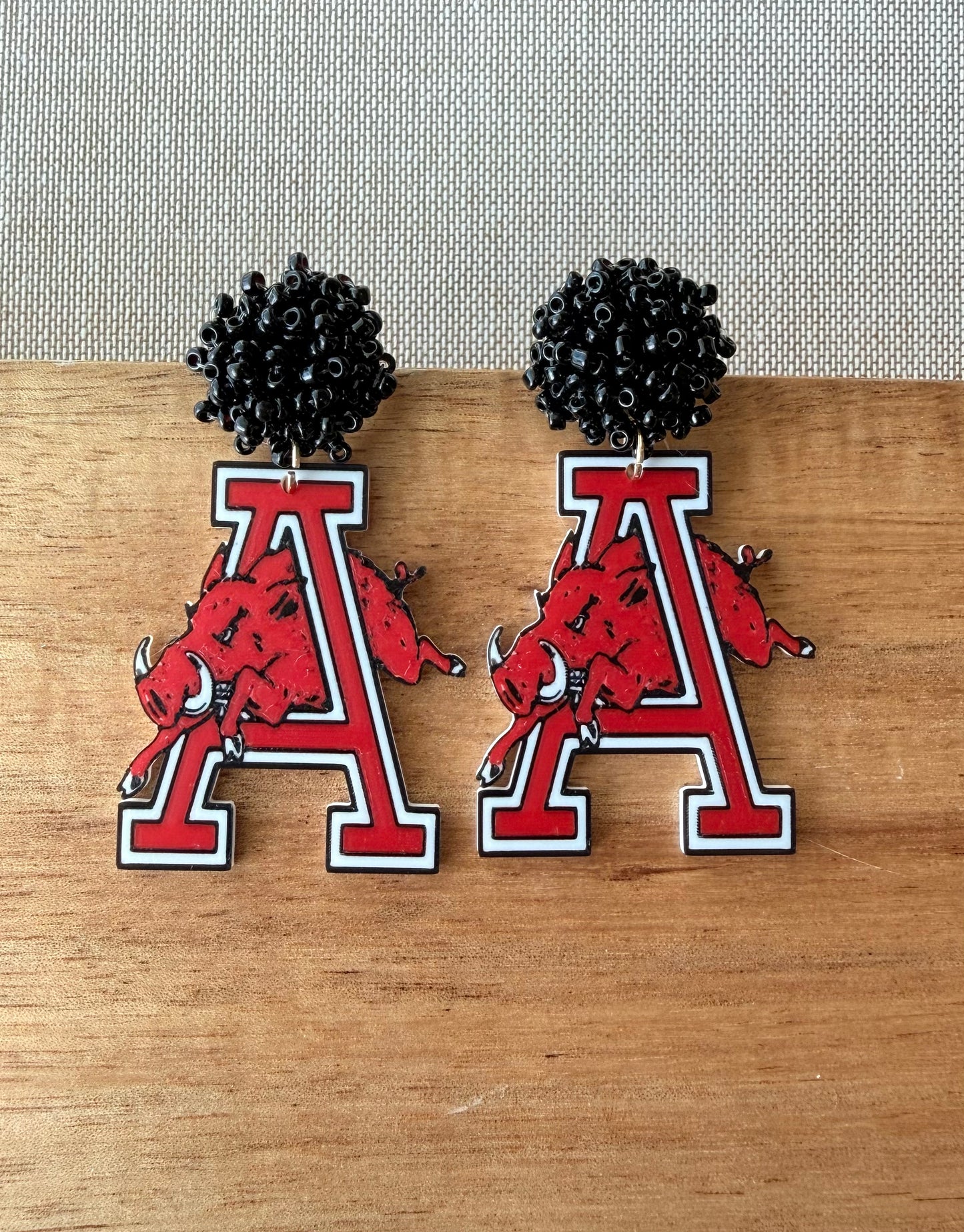 Old School Razorbacks Earrings