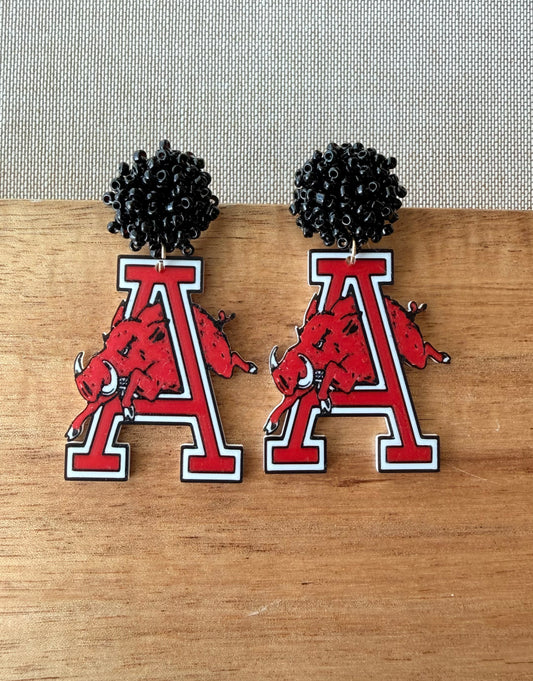 Old School Razorbacks Earrings