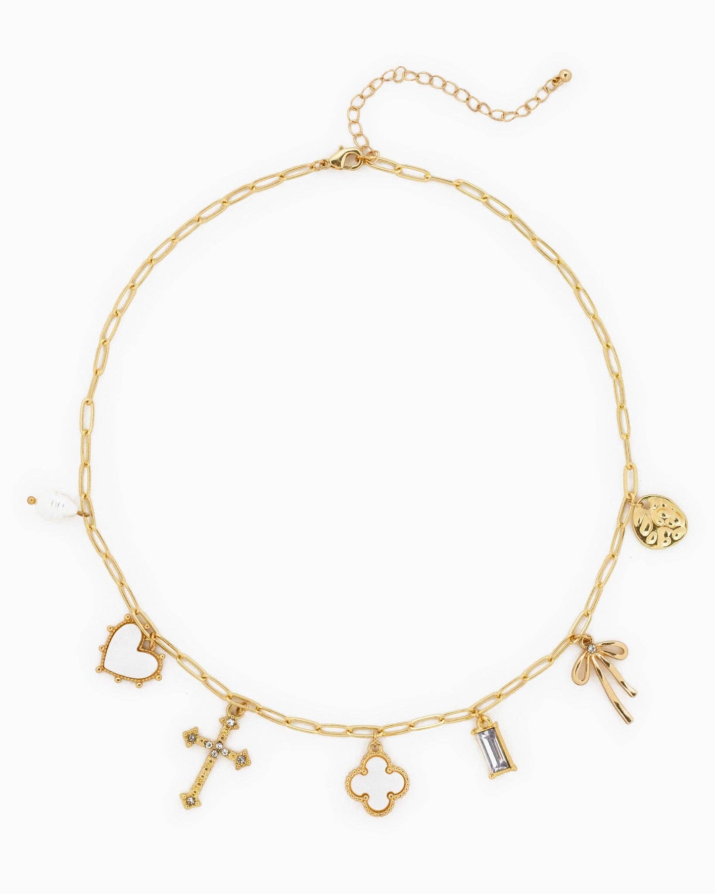 MOP Clover Multi Gold Charm Necklace