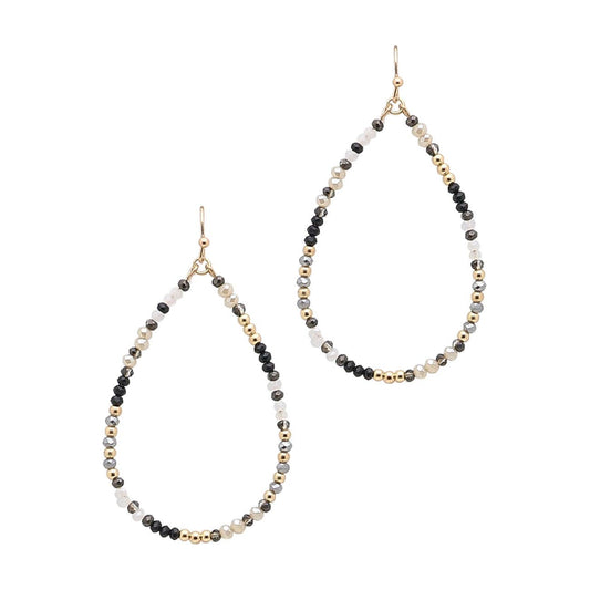 Black Multi Crystal Teardrop 2" Earring