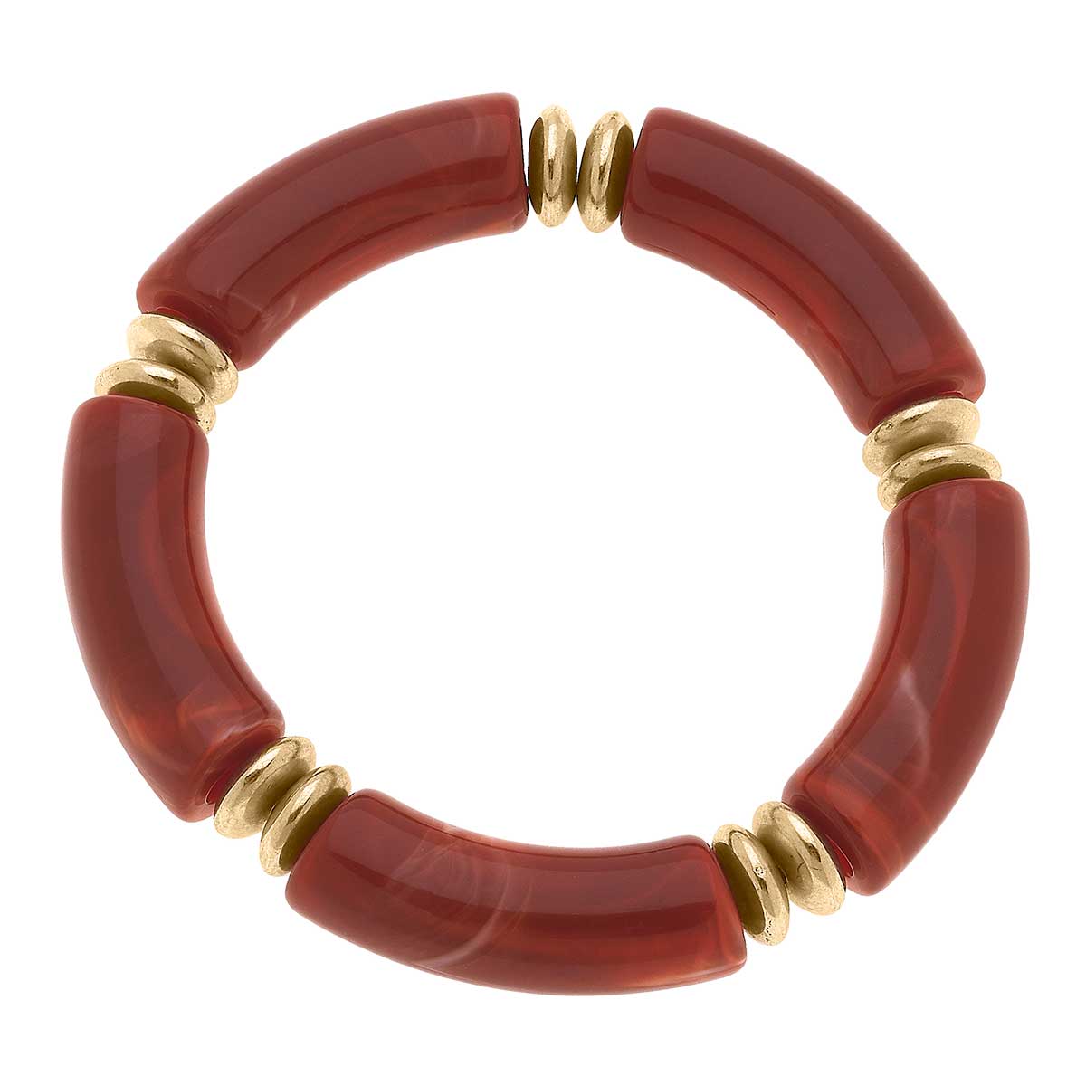 Lelani Disc Resin Stretch Bracelet in Rust