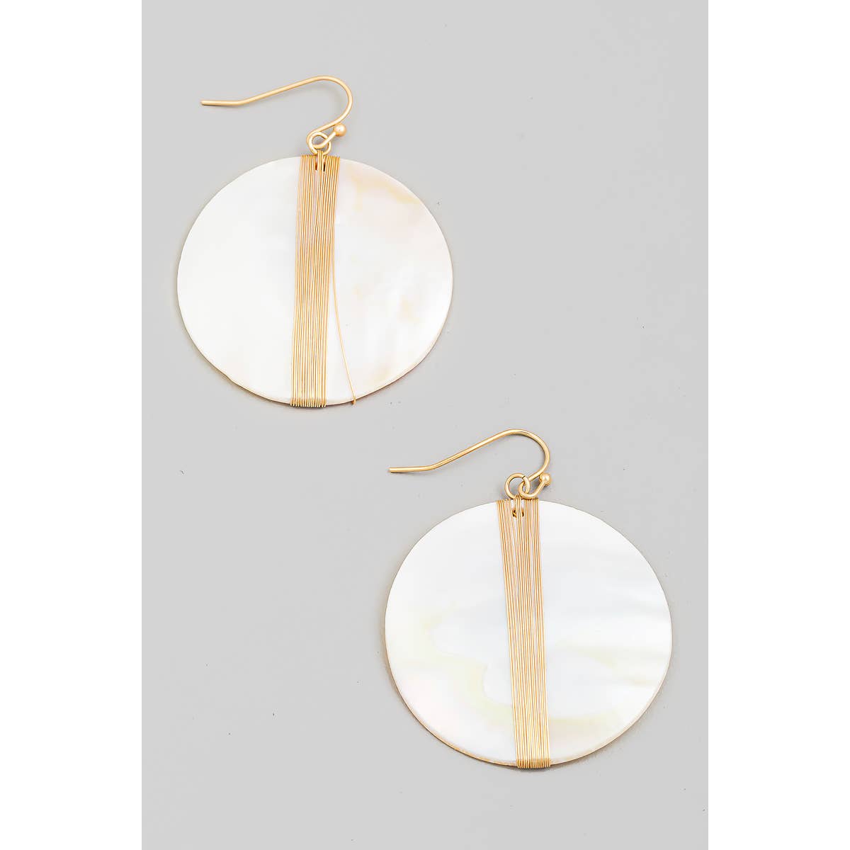 Curved Seashell Circle Dangle Earrings
