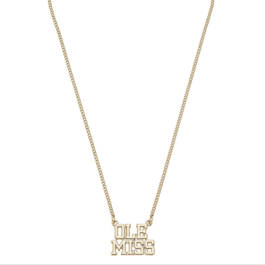 Ole Miss Rebels Varsity Outline Necklace in Shiny Gold