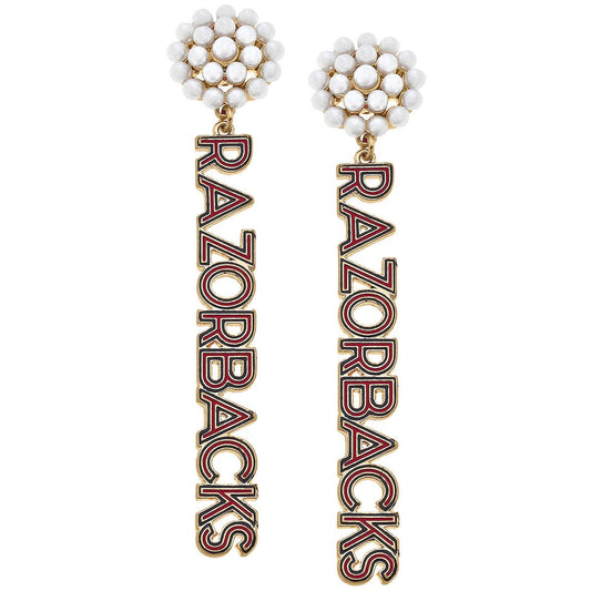 Arkansas Razorbacks Outline Enamel Drop Earrings