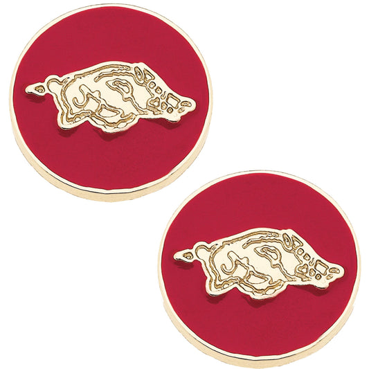Arkansas Razorbacks Logo Circle Stud Earrings