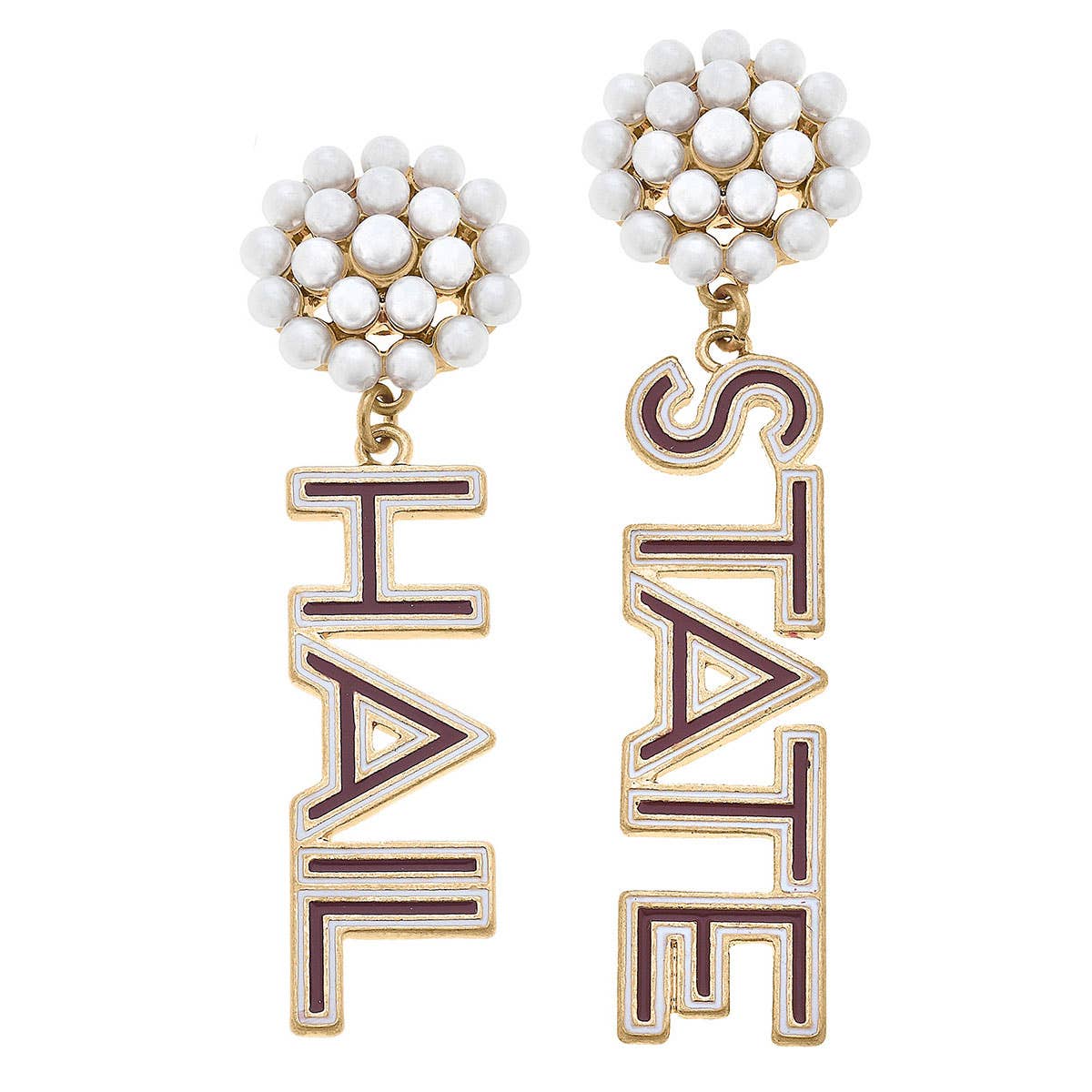 Mississippi State Bulldogs Outline Enamel Drop Earrings