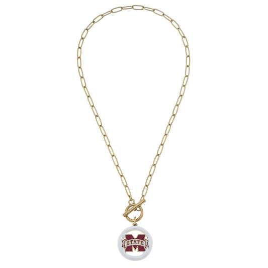 Mississippi State Bulldogs Logo Enamel T-Bar Necklace