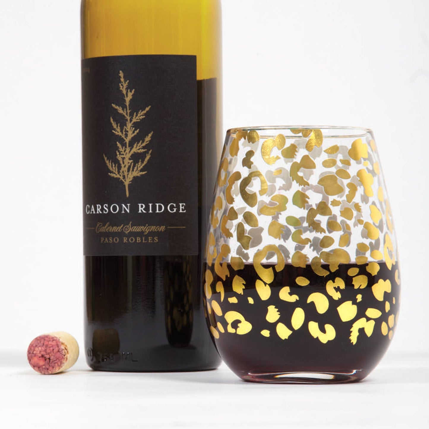 Gold Leopard Stemless Wine Glass