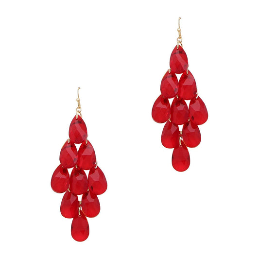 Red Crystal Drop 2.25" Earring