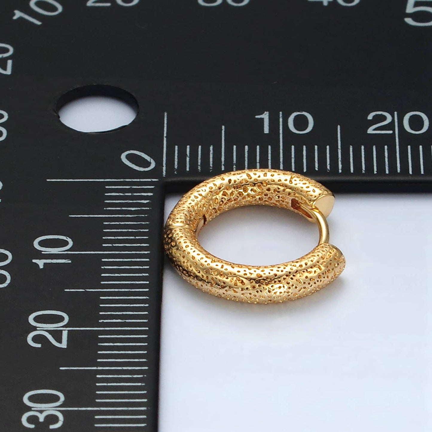 24k Gold Filled Dotted Huggie Hoop Earrings – Textured Everyday Luxury