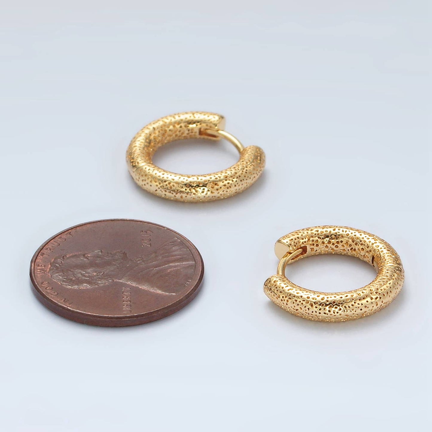 24k Gold Filled Dotted Huggie Hoop Earrings – Textured Everyday Luxury